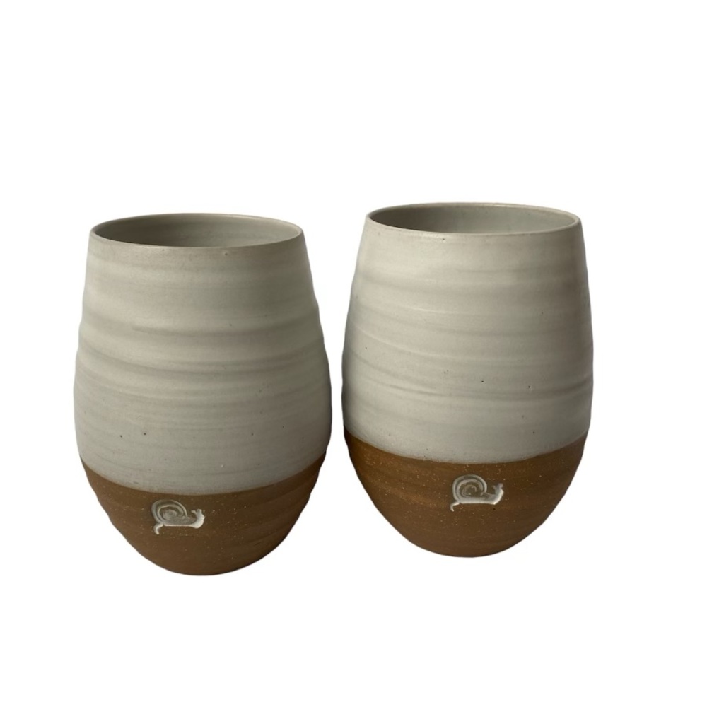 Night Shift Stonewear Handcrafted Pottery/Wine Goblets Set of 2 New